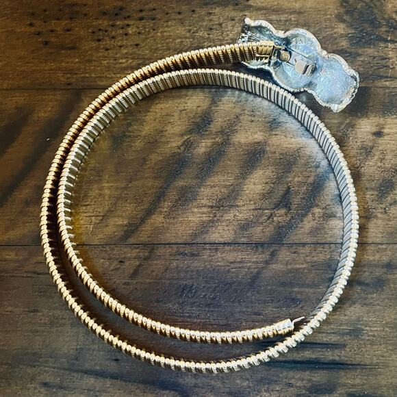 Vintage 80s Gold Rope Belt Two Tone Silver Clasp Waist Cinch Statement Day Lor main image 9